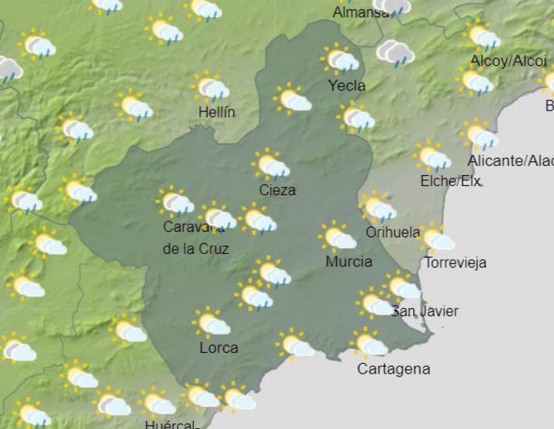 How long and how much it will rain this week: Murcia weather forecast April 22-28
