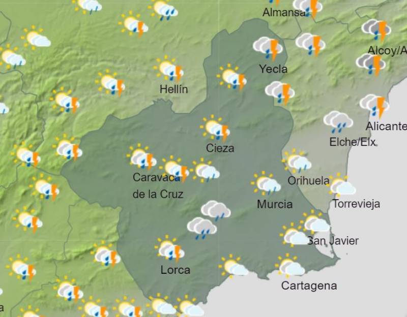 How long and how much it will rain this week: Murcia weather forecast April 22-28