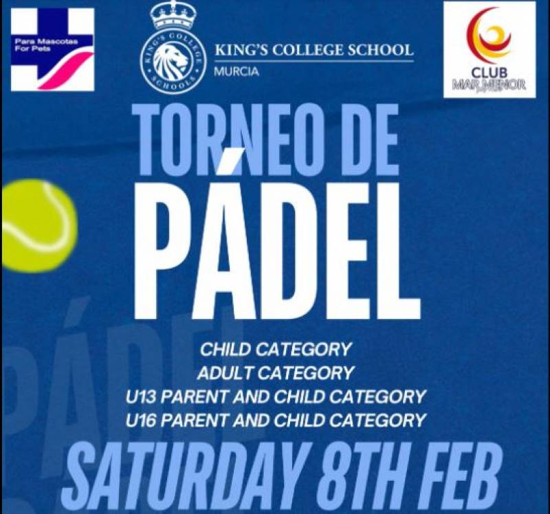 February 8 Family Padel tournament at Club MMGR in partnership with King's College