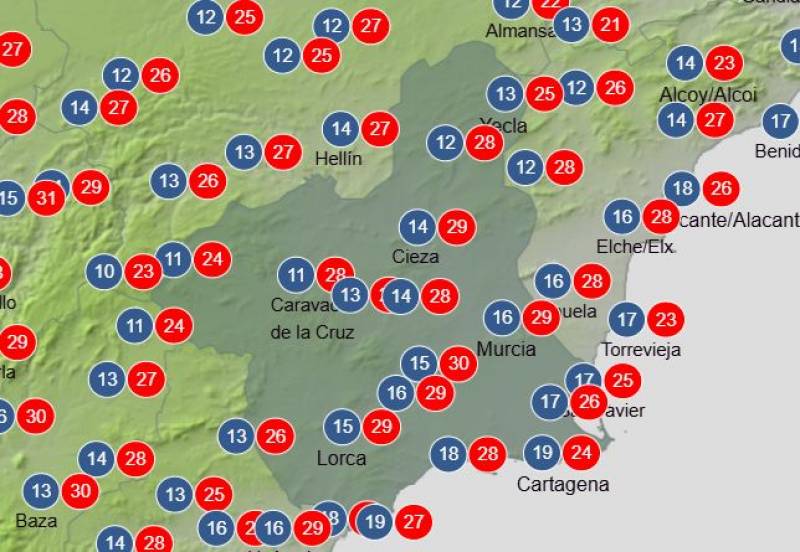 Murcia weekly weather forecast April 28-May 1