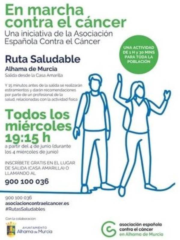 Wednesdays in June, Cancer and general health awareness walks in Alhama de Murcia