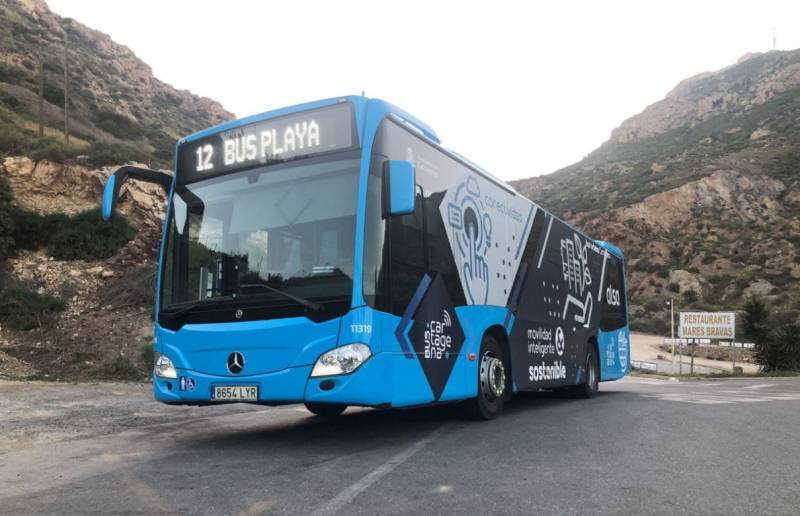 Cartagena beach bus schedule for transfer to playas in Cala Cortina and El Portús