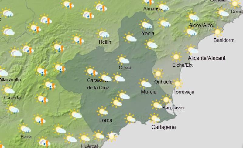 Storms and hail in the north, sun and heat for the south: Murcia weekend weather forecast June 19-22