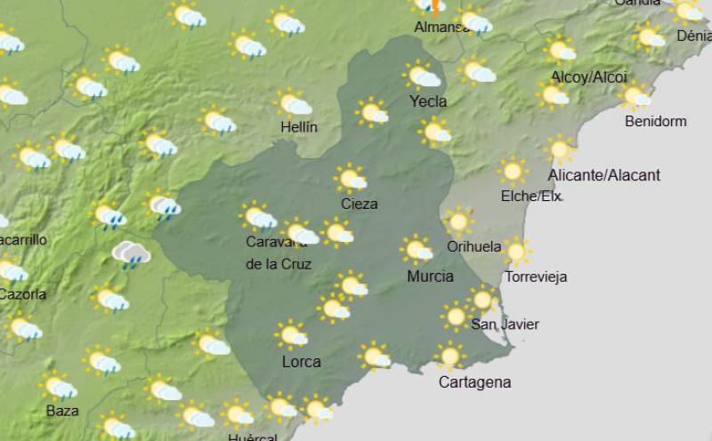 Storms and hail in the north, sun and heat for the south: Murcia weekend weather forecast June 19-22