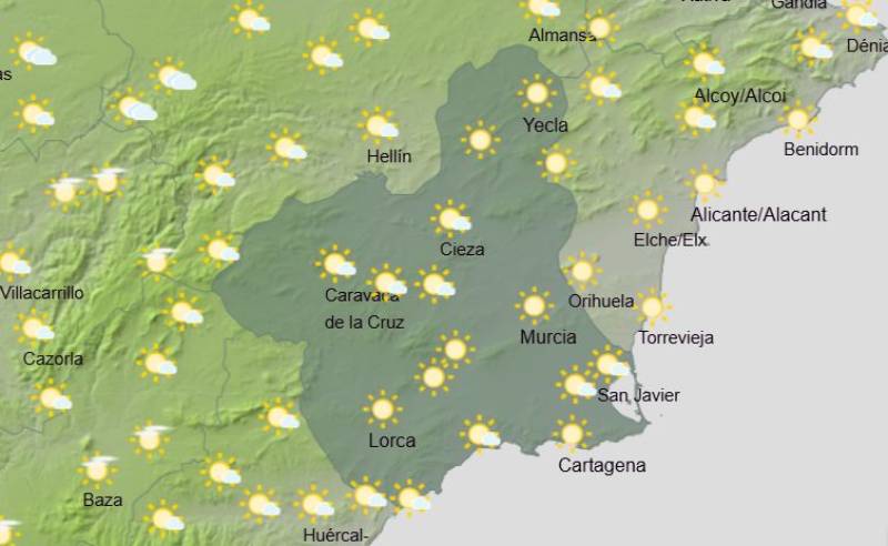 Storms and hail in the north, sun and heat for the south: Murcia weekend weather forecast June 19-22