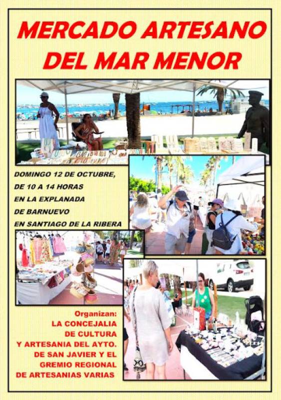 October 12 Sunday arts and crafts market in Santiago de la Ribera