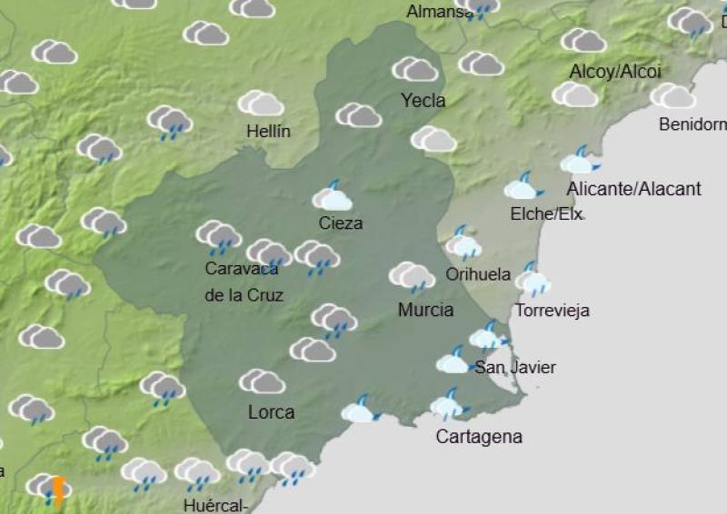 Rain all weekend long: Murcia weather forecast December 11-14