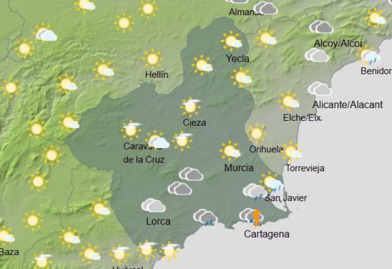 Coastal Murcia to get a battering from rain, wind and storms this week: Weather forecast January 19-22