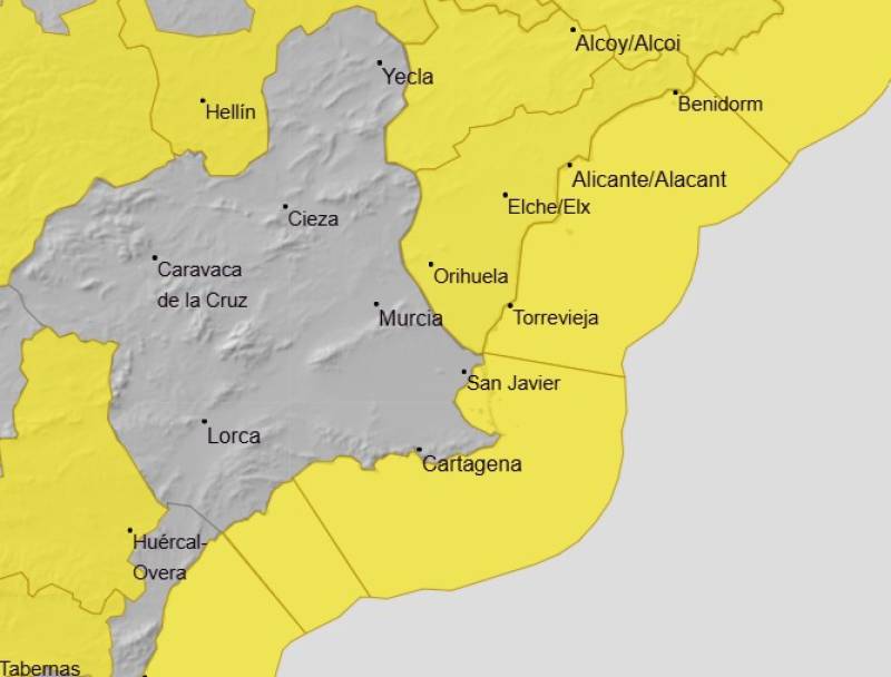 Weather warnings extended in Murcia as strong winds expected over the next few days