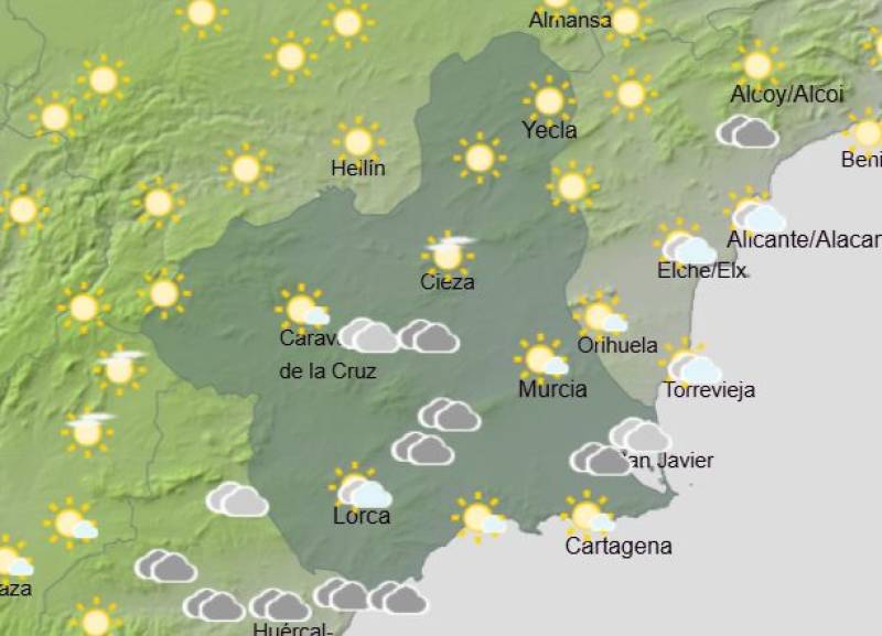 Murcia weekend weather forecast March 26-29: Cloudy with a chance of rain
