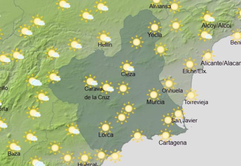 Murcia weekly weather forecast April 13-16: Dry and getting hotter