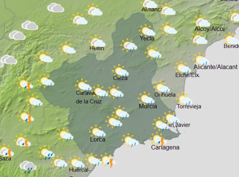 Murcia weekly weather April 27-30: Rain forecast all week
