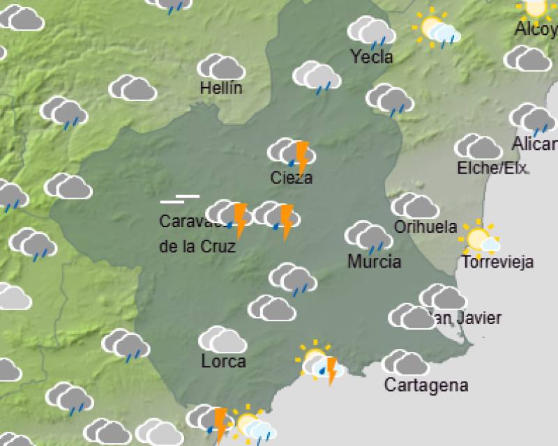 Lorca braces for orange alert as heavy storms head towards the region